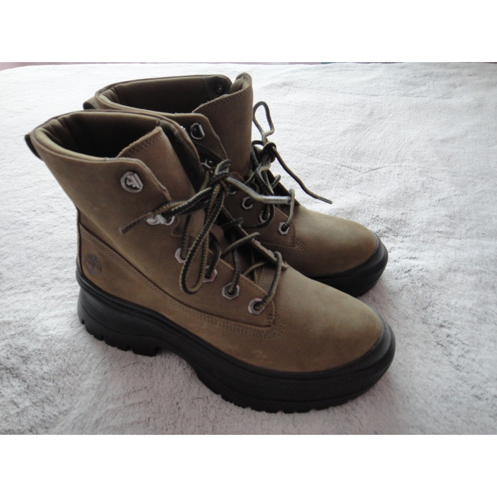 Timberland Roxie Lane Women's 6" Lace Boots Olive Green Nubuck Platform Size 8